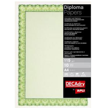 Papel diploma verde 25HJ Din A-4 115 g/m² Apli OSD4054