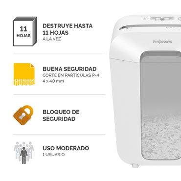 Destructora papel Fellowes LX70 blanca uso moderado 100017468