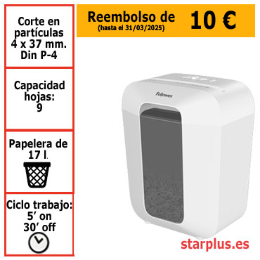 Destructora papel Fellowes LX50 blanca uso moderado 100110064