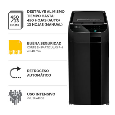 Destructora papel Fellowes Automax 450CM automática 1000135793