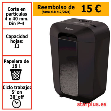 Destructora papel Fellowes LX70 negra uso moderado 4407501