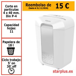 Destructora papel Fellowes LX70 blanca uso moderado 100017468