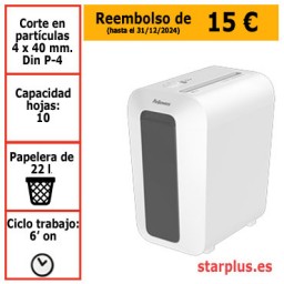 Destructora papel Fellowes LX65 blanca uso moderado 100110076